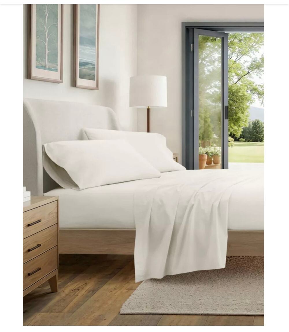 NEW! Home Expressions 4PC Premium Cotton Percale Sheet Set KING Ivory